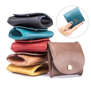 Mini pelle bovina vintage Portamonete da uomo Portamonete con cerniera Portachiavi retrò Borsa per soldi piccola Borsa per monete con cambio di denaro