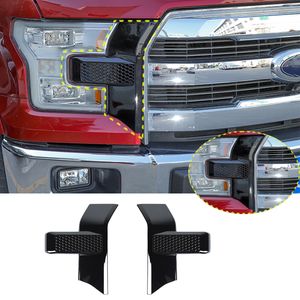 ABS Front Bumper Headlight Grille Cover Dcoring Trims för FORD F150 15+ Svart 2st Exteriör Tillbehör