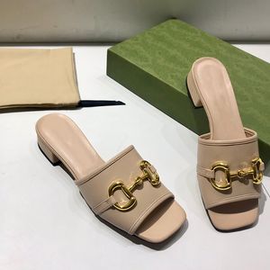 Women's Deva Slippers Leather Slides Sandals Gold-toned Outdoor Lady Beach Flip-flops Ladies Comfort Walking Shoes with box NO374