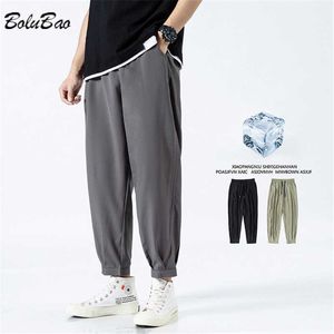 BOLUBAO Summer Men's Casual Pants Solid Color Thin Ice Silk Loose Trousers Harajuku Streetwear Sweatpants Man Pants Y0811