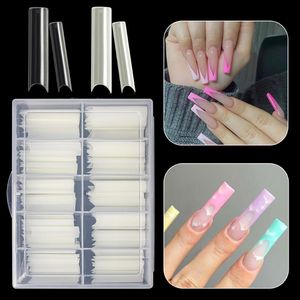 Valse nagels stks doos XL extra lange vierkante nagel tips C gebogen rechte kunstmatige acryl nep manicure kunst salon gereedschap