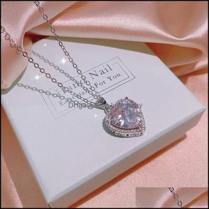 Wholesale heart diamond earrings resale online - Wedding Jewelry Sets Choucong Brand Set Sterling Sier Luxury Sweet Cute Heart Pendant Pear White Topaz Cz Eternity Diamond Earring