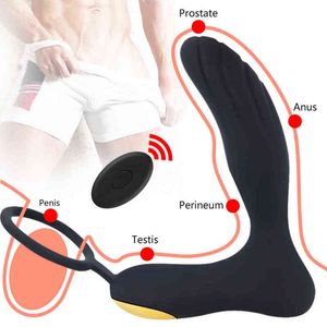 NXY Sex Vibratory Masaż Prostaty Anal Męski Wibrator Anaal Plug Stimulator Opóźnienie Ejakulacja Ring Games dla Gay Shop 1207