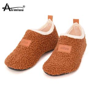 Winter Kids Slippers Teddy Plush Warm Floor Sock Shoes Baby Boys Soft Sole Non-slip Cotton Slippers Girls Indoor Home Shoes 211119