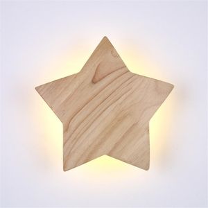 Vägglampor beiaidi nordisk stjärna form led lätt fast trä säng lampa inomhus sovrum balkong gång