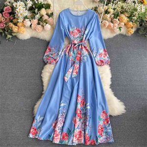 Moda femminile girocollo manica lunga stampata abito da festa donna elegante vestidos de fiesta M907 210527