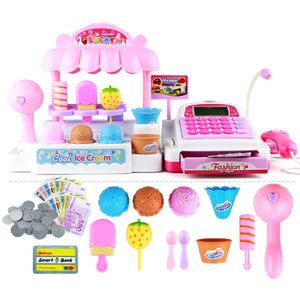 Mini Simulation Supermarkt Kasse Waren Spielzeug Pretend Play Einkaufen Kreditkarte Cash Register Set Spielzeug für Mädchen Geschenk 210312