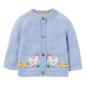 Little maven Kids Girls Clothes Lovely Light Blue Sweater with Chicks Cotton Sweatshirt Autumn Outfit for 2 to 7year 211029
