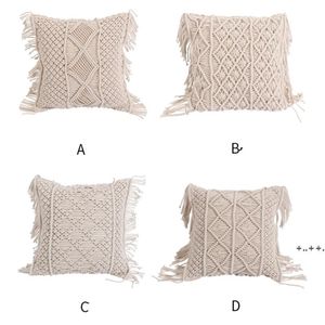 45X45cm Hand Woven Rope Cushion Empty Pillow Cover Case Pillowcase Without Inside Core 0528