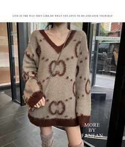 여성용 스웨터 새로운 성격 편지 게으른 패션 니트 스웨터 카디건 코트 패션 겨울 여성 의류