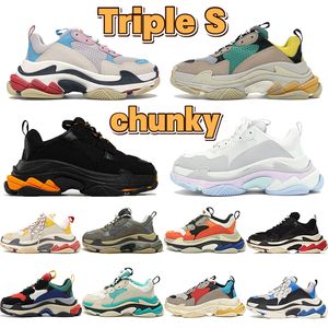 Wholesale vintage turquoise resale online - Triple S Chunky Casual Shoes Men Women Outdoor Sneakers Black Orange Candy Grey Red Blue Turquoise Navy White Fashion Mens Vintage Chaussures