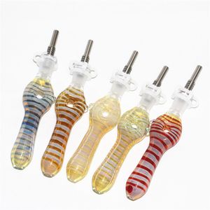 Kit di narghilè per nettare con punte in quarzo di titanio Protable Dab Rig Pipe Bong in vetro per fumatori