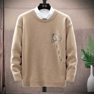 2021 New Autumn Winter Mens Sweaters Knitted Round Collar Soft Men's Pullovers Outdoor Warm Long Sleeve Casual Male Sweater Y0907