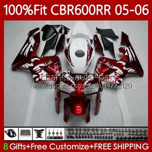 Carenature per stampi ad iniezione per HONDA CBR 600RR 600F5 600CC 2005-2006 Corpo 72No.9 CBR600 CBR 600 CC F5 RR F 5 2005 2006 CBR600F5 CBR600RR 05 06 Carrozzeria OEM Graffiti rosso