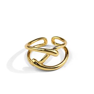 Персонализированные сплетенные поперечные золотые кольца ниша дизайн крест геометрический открытый индекс пальцев кольцо оптом