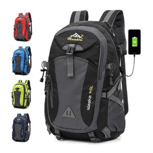 40L Waterproof USB Charging Climbing Backpack Men Cycling Sport Bags Unisex Mountaineering Backpacks Outdoor Travel Bag For Men Y0804