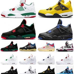 Fogo vermelho 4 sapatos de basquete homens mulheres 4s universidade azul metálico roxo pinho verde cactus jack tour amarelo preto gato treinadores esportes