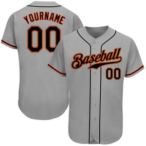 Custom Grey Black-Orange Authentic Baseball Jersey