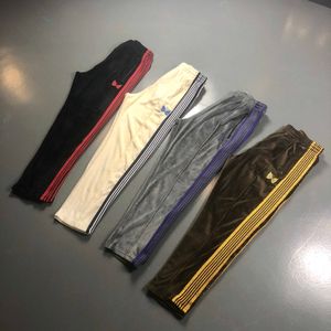 Awage × الإبر السراويل الرجال النساء عارضة awge × الإبر sweatpants 19ss ضيق القطيفة فراشة التطريز بنطلون x0628