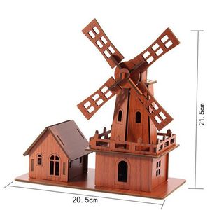 Wholesale toy windmills for kids resale online - 3D Puzzle Toys Miniature House Building DIY Educational Toys Best Gift For Kids Exquisite Dutch Windmill Cabin Puzzle