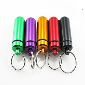 48*17mm Metal container keychain aluminum pill box holder Multifunction First Aid Key Chain Aluminum Bottles Keyring Seal Jar