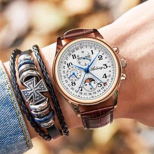 Die Ailang Top-Luxusmarke mit mechanischer Mondphase, multifunktionaler wasserdichter Herrenuhr im Business-Stil