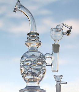 봉수 파이프 두개골 비커 DAB 장비 봉 리사이클러 구부러진 넥 유리 오일 rrigs 14.5mm 조인트