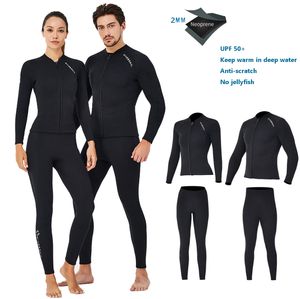 Erwachsene 2 mm Neopren-Neoprenanzüge, Herren, Trockenanzug, Damen, Taucheranzug, Oberteil, Hose, trennt Taucheranzug zum Schwimmen, Schnorcheln, tiefes Wasser, hält warm, Badebekleidung, Badeanzug