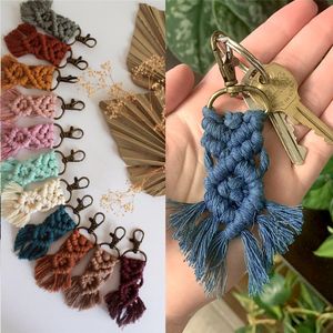 Macrame Fringe Keychain - Boho Bridal Wedding Shower Decor Gifts under 5 Macrames Tassel Key chain