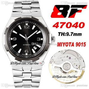 V8F Overseas 47040 Ultra-Thin Miyota 9015 Automatic Mens Watch 42 Titanium Bezel Black Dial Stick Markers Stainless Steel Bracelet Super Edition Watches Puretime A1