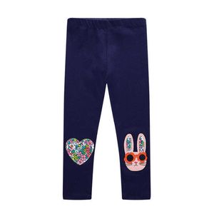 Saltando metros applique garotas leggings outono primavera skinny calças crianças roupas vendendo lápis calças menina legging pant 210529