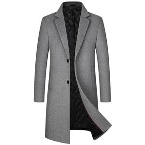 Thick Woolen Jacket Autumn Winter Mens Business Thickened Long Blended Coat Fashion City High-end Large Size Warm Wool Tops 2p