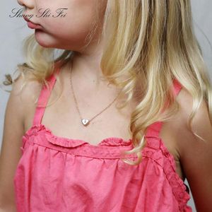 Pingente colares de jóias infantis, presentes da menina da flor, colar inicial, acessórios do bebê, aniversário em forma de coração