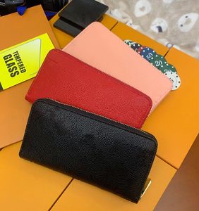 Portafoglio Moda Portacarte in rilievo Porta in giro Donna Carte di denaro Borsa per monete Borsa da uomo in pelle Portamonete lunghe da lavoro con scatola