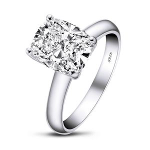 Synthetische Diamanten Verlobungsringe großhandel-Lesf Synthetische Diamant Solitaire Engagement Sterling Silber Ringe für Frauen Jubiläum Ring Hochzeit Juweled
