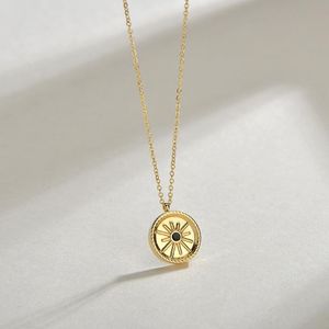 Wholesale sun necklace gold resale online - Pendant Necklaces Vintage Round Sun For Women Stainless Steel Gold Metal Chain Collar Party Jewelry