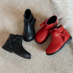 Boots Autumn And Winter Girls Plus Velvet Children Little British Style Princess Short Single