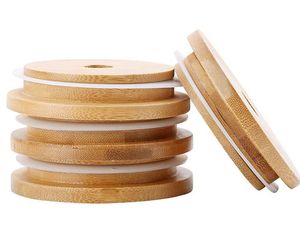 Wysokiej jakości pokrywki bambusa 70 mm 86 mm wielokrotnego użytku Bamboo Mason Jar Pokry