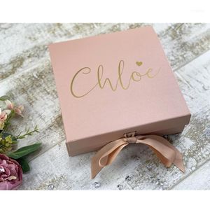 Real Foil Bridesmaid Popsal Box, Black Wedding Box regalo, oro rosa sarai la mia scatola, Bridal Party Box1