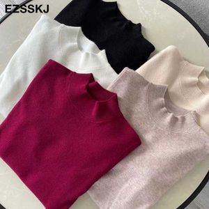 Loose Halfneck Sweter Pulower Kobiety Jesień Zima Casual Z Długim Rękawem Podstawowy Plus Size Sweter Dla Kobiet Kobiet Knit Top X0721