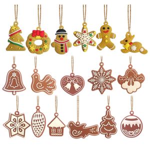 Xmas Tree Hängsmycke PVC Juldekorationer Gingerbread Man Snowflake Små Pendants Holiday Decoration Props Ornaments T9I001601