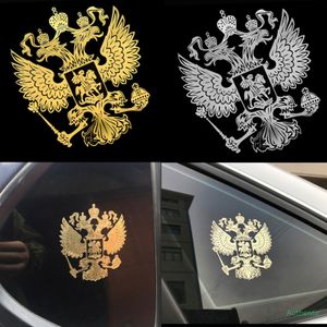 Eagles Decals großhandel-Wappen von Russland Nickel Metall Auto Aufkleber Abziehbilder Russische Föderation Eagle Emblem Aufkleber für Auto Styling Zubehör