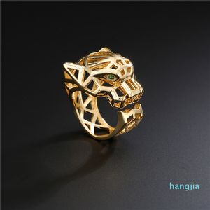 Trendy Leopard Animal Finger Ring Green Eyes Panther Heads Rings for Men Women Party Jewelry