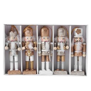 1 Set Christmas Wooden Doll home decor Christmas Nutcracker Doll Pendant Creative Glittering Powder Doll Ornament for navidad 211104