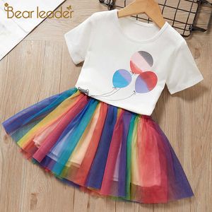 Przywódca Bear Leader Dress 2021 Nowe Odzież dziecięca Suknia Off-the-Ramska Ubrania Zestaw Ubrania Koronki Top + Sukienka Wave Set X0902