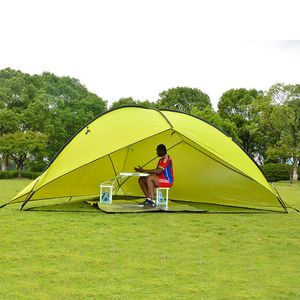 2Walls outdoor large space triangle sunshade camping tent multiple family beach sunshade awning have 3colors for choose Y0706