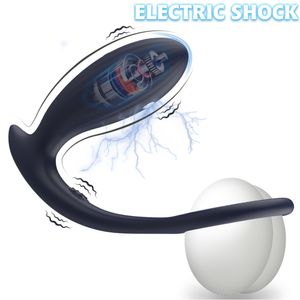 Masaj Elektrik Şok Prostat Masajı Anal Plug Vibratör Butt Plug Gecikmeli Boşalma Penis Yüzük Cock Ring Erotik Seks Oyuncak Çift için