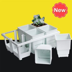 Meshpot High-Waisted Flower Pot Set Tjockning Deewen Garden Plastic Succulent Cactus Haworthia Drainage Planter 211130