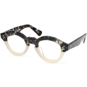 Moda óculos de sol quadros artesanais acetato óculos mulheres vintage borda cheia quadro redondo óculos top qualidade prescrição retro miopia vidro