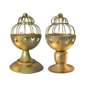 Świeczki Posiadacze Dekoracyjne Wiszące Latarnie Vintage Złoty Ptak Klatki Uchwyt Dekoracji Ślubnej Centerpiece Home Décor 2 typy